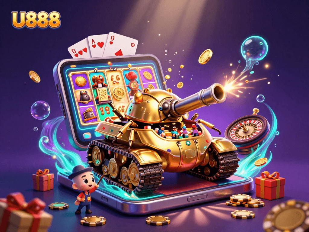 Experience U888's thrilling casino adventures with a 3D animated beetle tank, packed with gaming excitement.