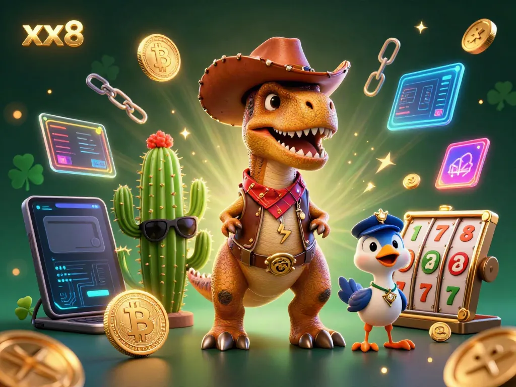 Experience dynamic gaming excitement with xx8 as a T-Rex, cactus, and roadrunner showcase vibrant casino elements.
