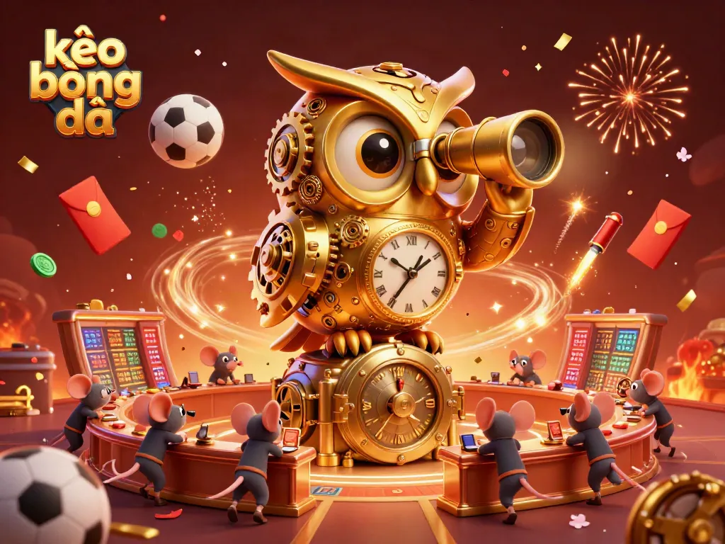 Bet on kèo bóng đá with lively characters and sports-themed decorations in an engaging casino scene.