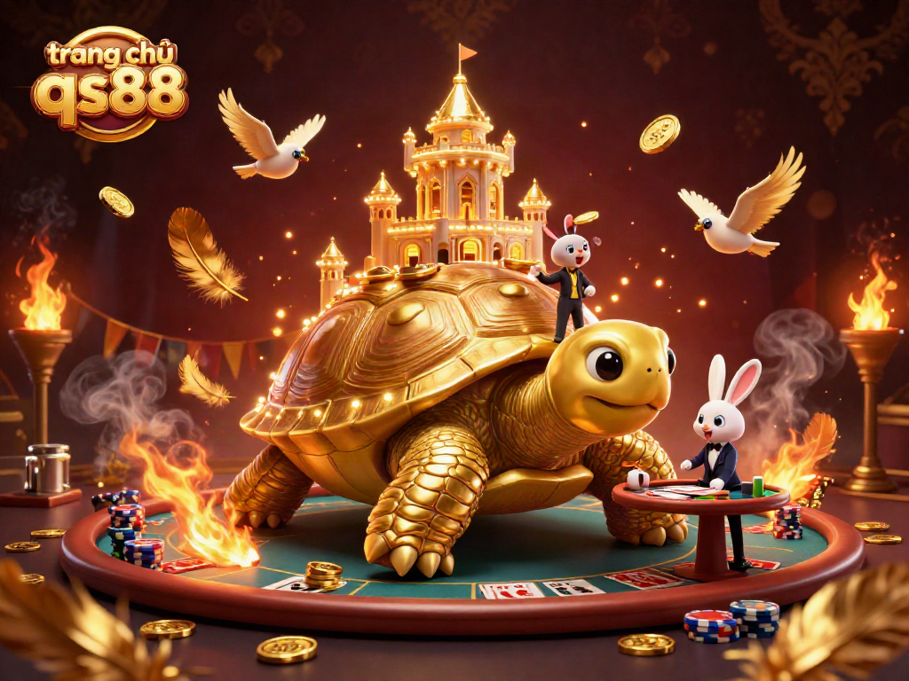 Experience the excitement at trang chủ qs88 with a golden tortoise casino scene, vibrant and engaging.