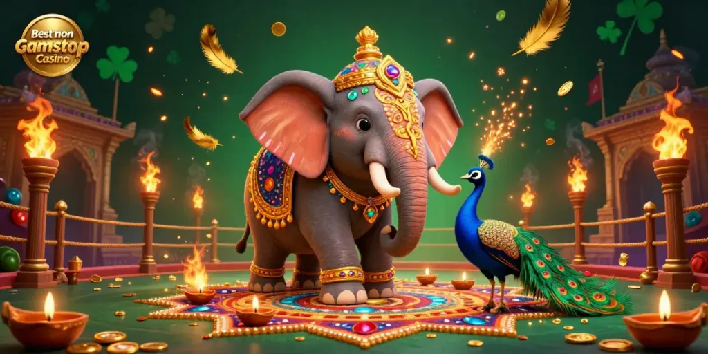 Experience excitement at the Best non Gamstop Casino with vibrant gambling-themed elements