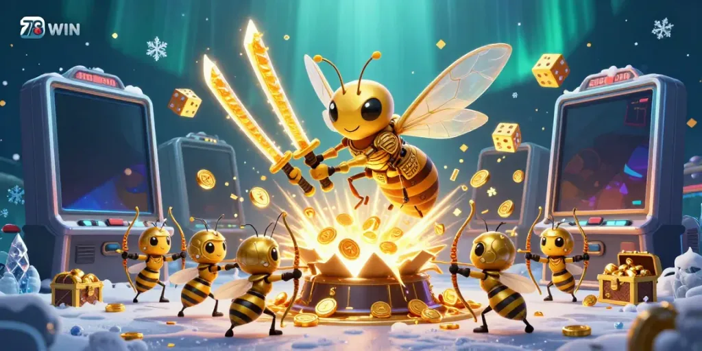 Experience the excitement of winning with 78WIN's vibrant casino-themed 3D illustration.