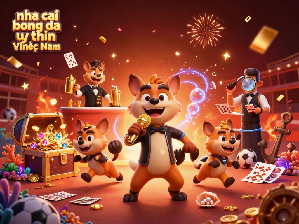 A vibrant sports betting scene featuring nha cai bong da uy tin Việt Nam with hyenas, drinks, and winnings.