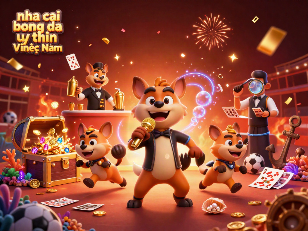 A vibrant sports betting scene featuring nha cai bong da uy tin Việt Nam with hyenas, drinks, and winnings.