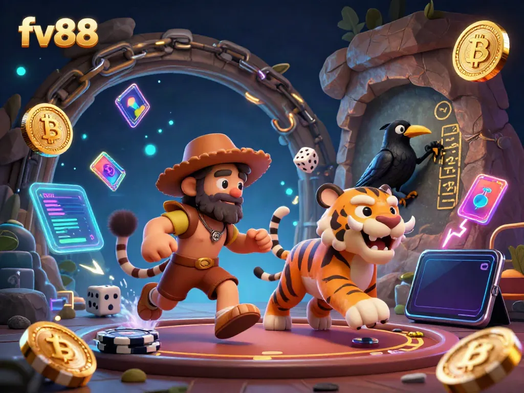 Spin and win with thrilling gambling action at fv88 featuring a prehistoric casino atmosphere.