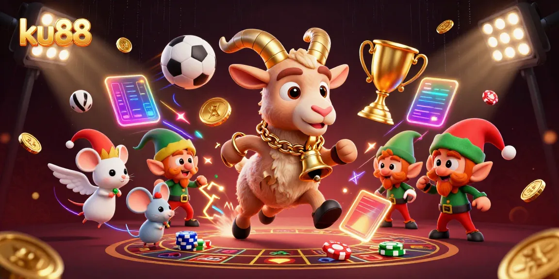 Engage with ku88's dynamic holiday-horror casino featuring festive characters in a vibrant scene.