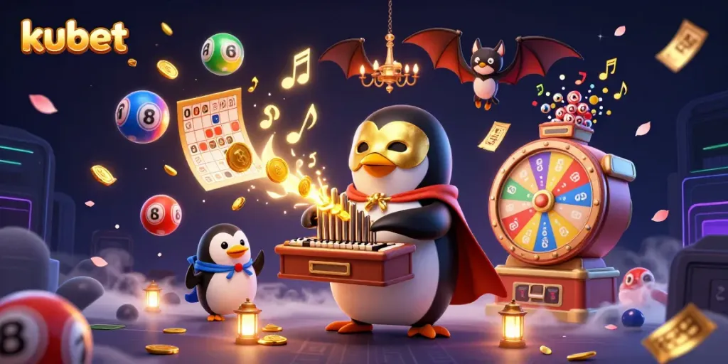 Experience thrilling wins at kubet with a vibrant 3D gaming scene featuring animated characters and casino elements.