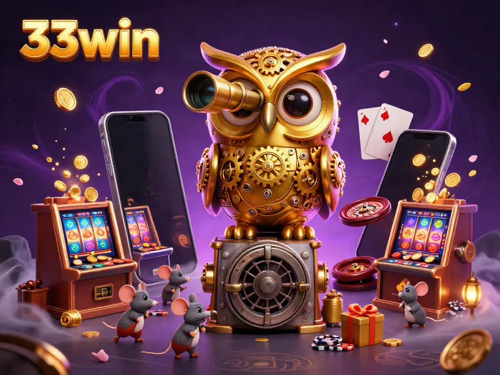 Engage with the vibrant gaming universe of 33win, where golden owls and animated mice capture the excitement of jackpot chances.