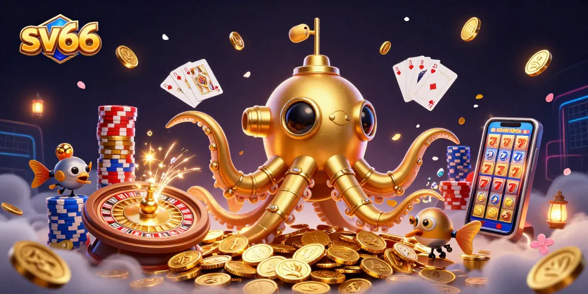 Experience sv66's thrilling casino adventure with a vibrant 3D underwater scene filled with gold and excitement.