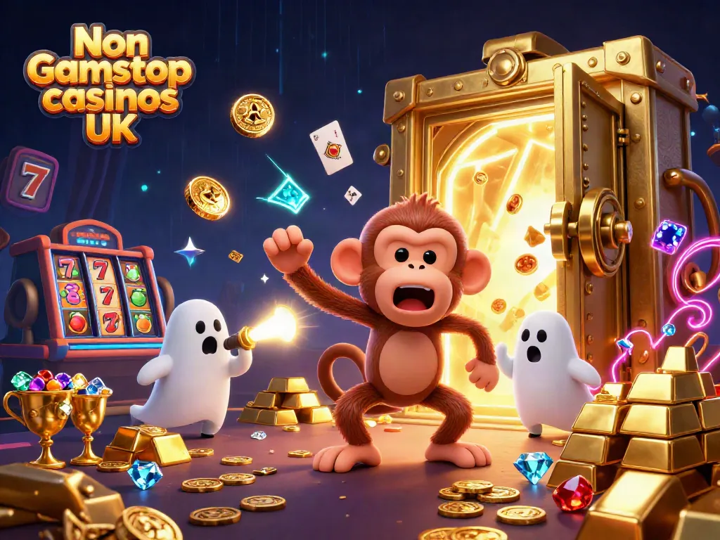 Engage with Non gamstop casinos UK as the poltergeist monkey juggles gold in a rich casino scene.