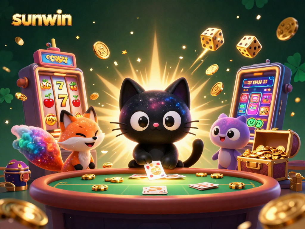 Experience the thrilling gaming action at sunwin with our captivating casino scene filled with jackpots and fun!