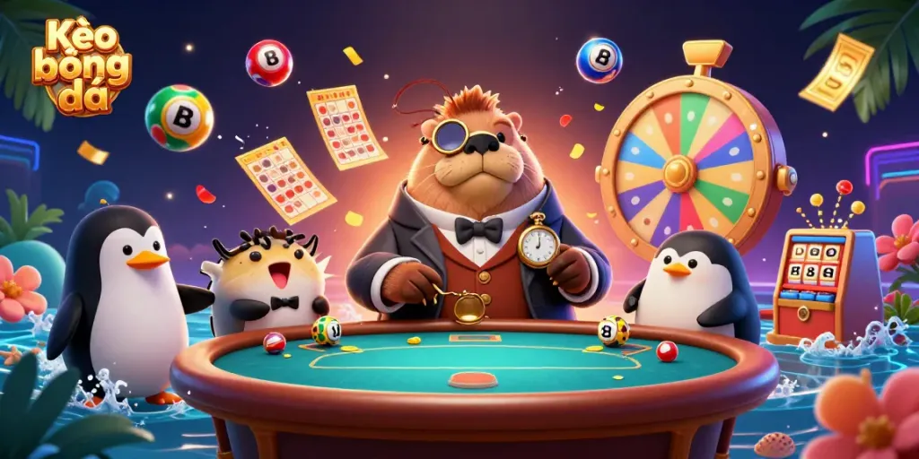 Engage with Kèo bóng đá amid playful sea characters at an underwater poker table.