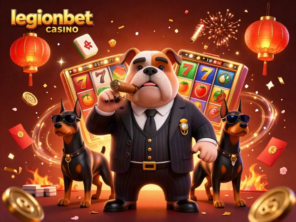 Win big at legionbet casino with our charming mafia bulldog and lucky symbols!