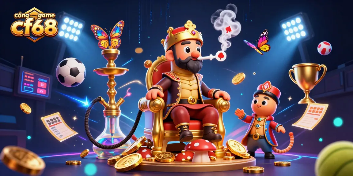 Experience thrilling moments at cổng game cf68 with vibrant 3D casino illustration showcasing dynamic game elements and characters.