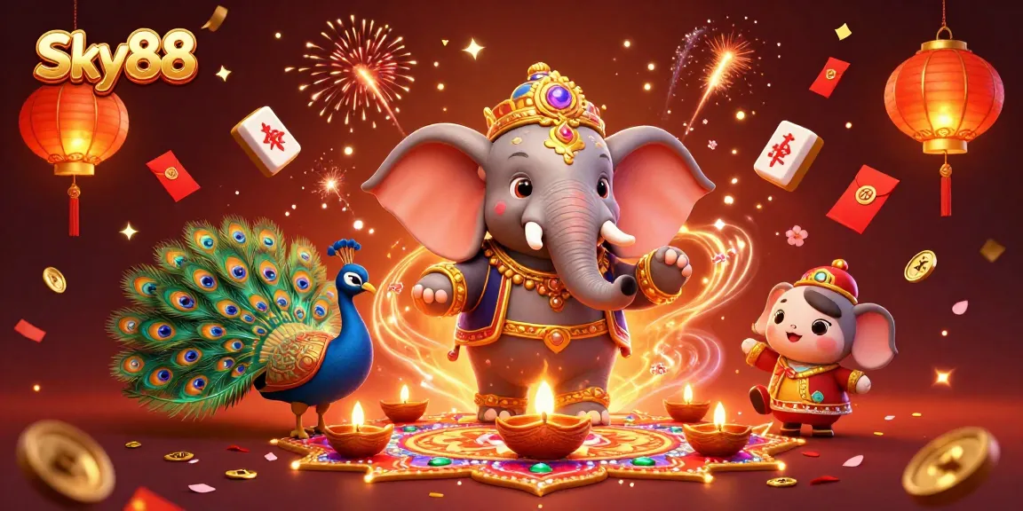 Engage with Sky88 through lively gaming action featuring vibrant characters and casino elements.