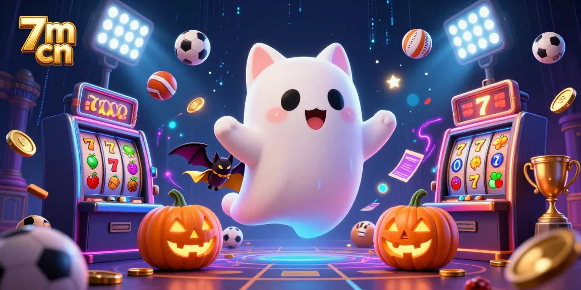 Engage with the thrilling 7m cn casino scene featuring a friendly ghost cat amidst vibrant gaming elements.