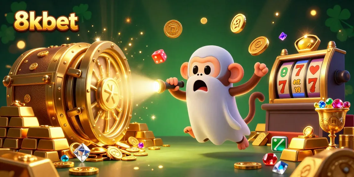 Experience the thrill of casino adventures with the playful poltergeist monkey at 8xbet juggling golden treasures.