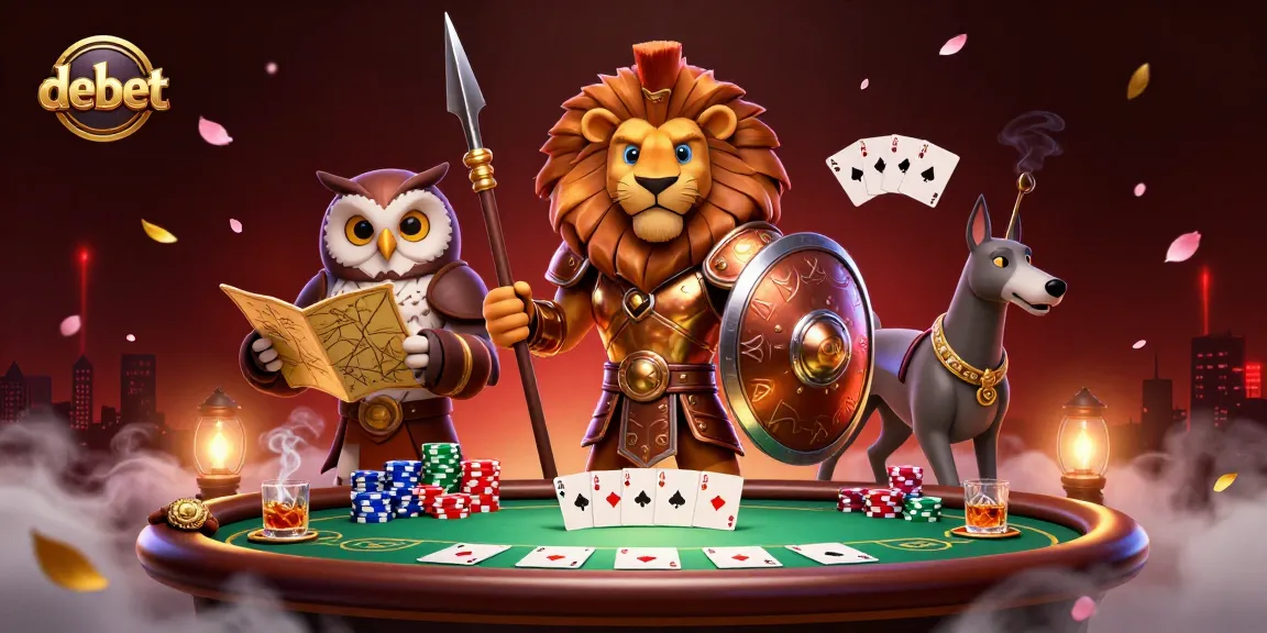 Engage in debet action with a Spartan lion, emotional owl, and greyhound amidst poker excitement.