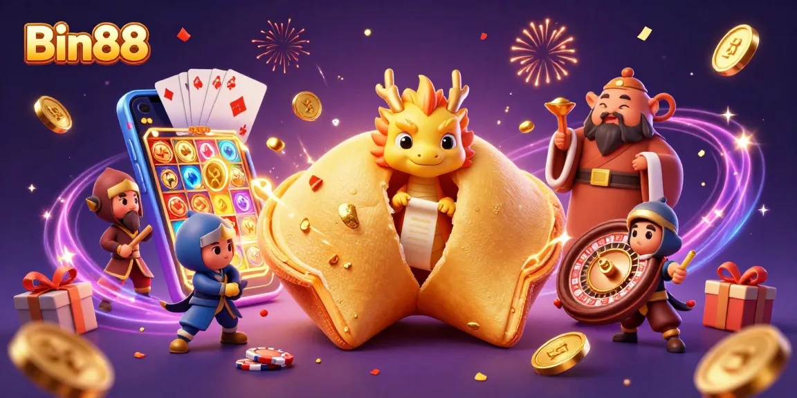 Spin winning slots with Bin88, where fortune cookies and playful dragons create excitement.
