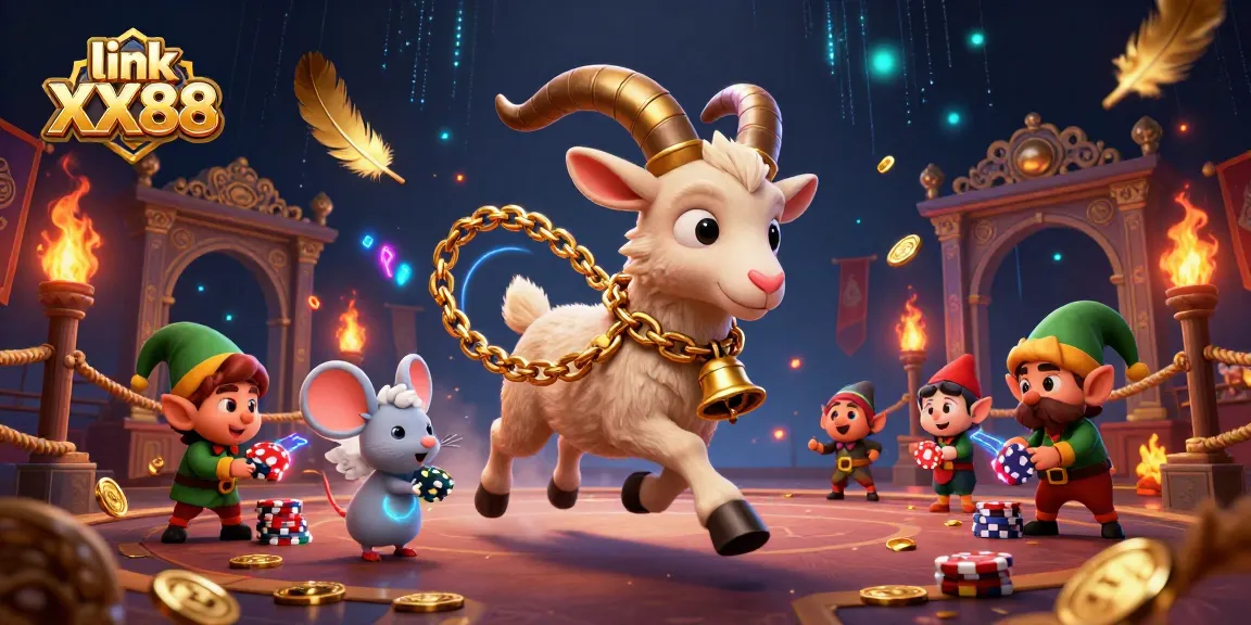 Experience link XX88's vibrant casino atmosphere as playful elf gremlins steal chips in this festive scene.