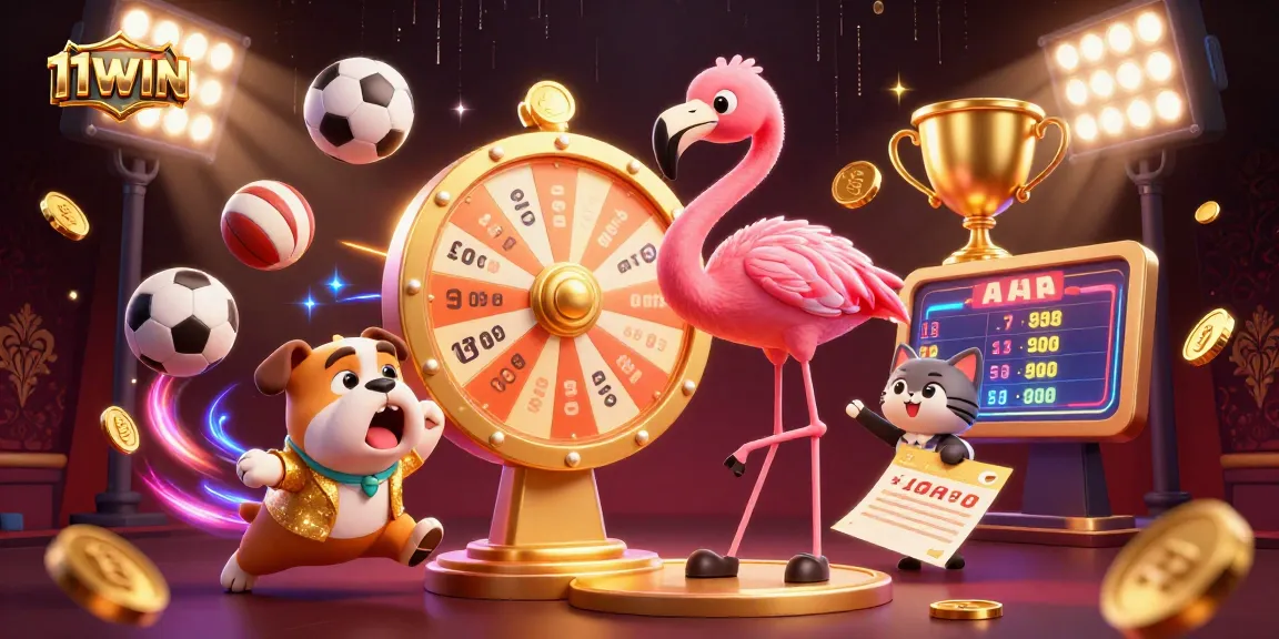 Experience thrilling games with 11WIN's vibrant 3D casino scene featuring exciting action!