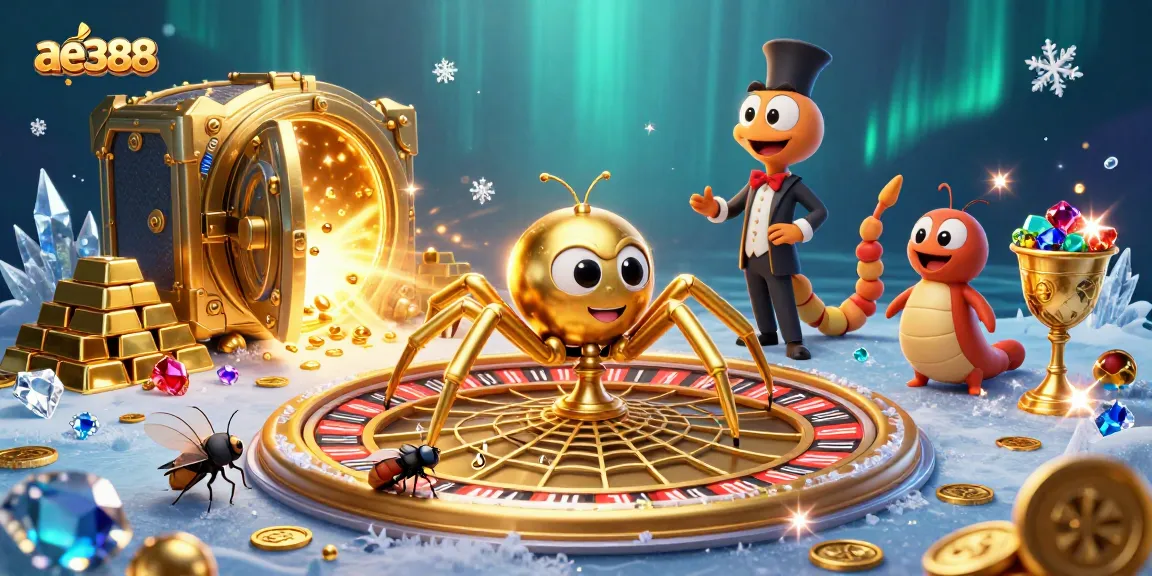 ae388 players spin big wins at a roulette wheel with golden treasures and vibrant gems