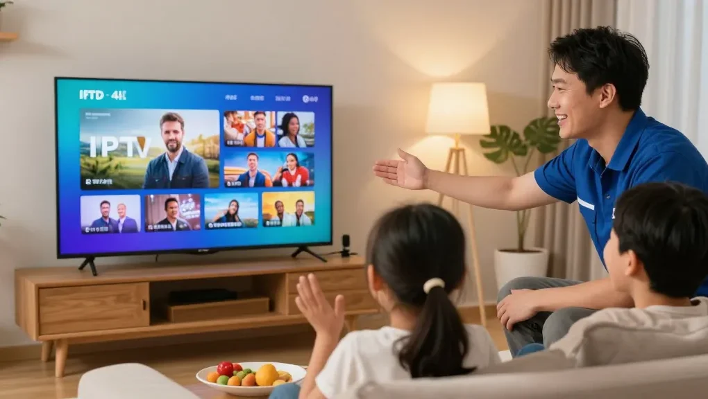 Trusted IPTV services provider assisting a local family with HD streaming solutions, professional and reliable.