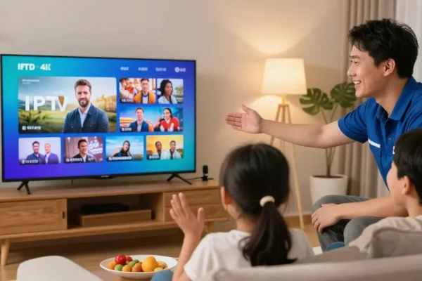 Trusted IPTV services provider assisting a local family with HD streaming solutions, professional and reliable.